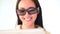 Asian woman smile face emotion with glasses