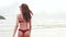 asian woman walking on seaside beach tropical resting ,travel bikini woman walking relaxation travel lifestyle concept
