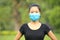Asian woman wear face mask in city