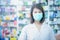 Asian women doctor with face mask with blurred background. Health Care Concept