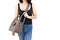 Asian women and fashion bags isolated