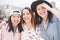 Asian women friends having fun outdoor - Happy trendy girls laughing together - Millennial generation, bonding, friendship and