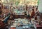 Asian women selling antiques, souvenirs, ceramics at popular Chatuchak Weekend Market