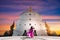 Asian women visit Kosapanyo pagoda in Plapak Nakhon Phanom province,Thailand