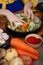 Asian women wearing hanbok, a Korean national costume, cook traditional kimchi, fermented cooking.