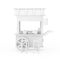Asian Wooden Street Food Meatball Noodle Cart with Chairs in Clay Style. 3d Rendering