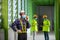 Asian worker under inspection and checking production process on factory station by wearing safety mask to protect for pollution