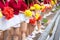 Asian young cheerleader group closeup with legs standing on row