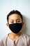 Asian young kid is wearing hygienic reusable face mask to prevent the virus