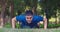 Asian young  man doing push up exercise