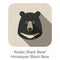 Asiatic black bear face flat icon design. Animal icons series