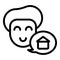 Ask house buyer icon outline vector. Home people