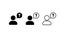 Ask icon set. Faq icon. Help with people and question mark and bubble. Speaking of people. Chat icon. Dialog icon