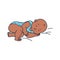 Asleep cute sweet child lies on his side, sketch vector illustration isolated.