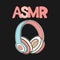 ASMR headphones  isolated logo, icon. Autonomous sensory meridian response illustration. Pink earphones on black