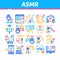 Asmr Sound Phenomenon Collection Icons Set Vector