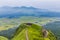 Aso volcano mountain and farmer village in Kumamoto, Japan