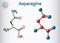 Asparagine L-asparagine , Asn, N amino acid molecule. It is is used in the biosynthesis of proteins. Sheet of paper in a cage.