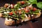 asparagus bruschetta with balsamic glaze drips