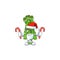 Asparagus Cartoon character in Santa Claus with candy