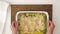 Asparagus casserole in a creamy Alfredo sauce topped with bread crumbs and Parmesan cheese recipe