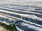 Asparagus field covered with plastic foil