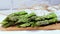 Asparagus. Fresh raw organic green Asparagus sprouts closeup, Healthy vegetarian food. Raw vegetables, market. Vegan