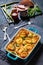 asparagus ham strata with sponge cake circles