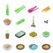 Asparagus icons set, isometric style