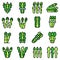 Asparagus icons set vector flat