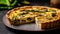 Asparagus And Mushroom Quiche With A Golden Crust. Generative AI