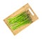Asparagus stalks on wood cutting board