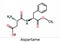 Aspartame, APM, molecule. Sugar substitute and E951. Skeletal chemical formula