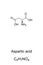 Aspartic acid molecule, skeletal formula
