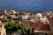 Aspect of the old citadel town of Monemvassia, Greece, at dawn, with the blue sea in the background