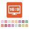 The aspect ratio 16 9 widescreen icon. Tv and video symbol. Flat