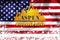 Aspen Colorado banner illustration on US flag and snow layer