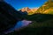 Aspen Colorado Sunrise at The Maroon Bells aerial drone view high above the Valley