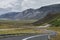 Asphalt curvy road in Iceland at summer season