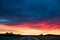 Asphalt Open Road Through Fields And Meadows At Sunset Or Sunris