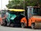 Asphalt paver trucks and compactors, A paver (road paver finisher, asphalt finisher, road paving