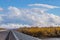 Asphalt road on the bridge over Kamchatka River. Kamchatka Peninsula, Russia.