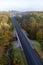 Asphalt road for cars seen from the bridge. Transport route in Central Europe