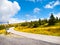 Asphalt road leading to TV transmitter and lookout tower on the summit of Praded Mountain, Hruby Jesenik, Czech Republic