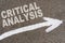 On the asphalt road markings an arrow with the inscription - CRITICAL ANALYSIS