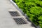 Asphalt road in perspective with a lattice storm system.