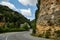 Asphalt road in a rocky ravine