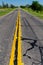 Asphalt Road texture and Road yellow color marking to separated lanes
