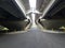 Asphalt and rocks underneath the Wilson Bridge in Alexandria, Virginia