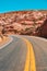 Asphalt texture, way background. Highway road and sky landscape. Open road through the mountains, highland road.